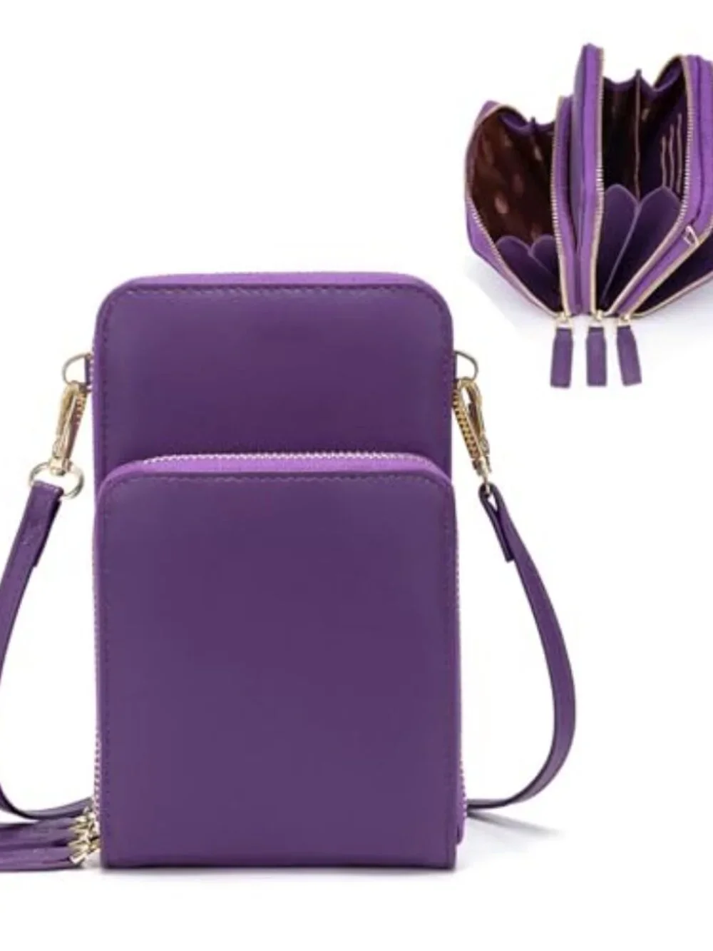 Small Crossbody Phone Purse with 6 Card Slots and Multi-Pockets